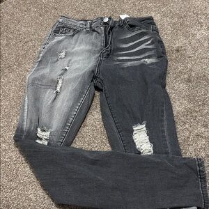 SHEIN Two-Tone Distressed Skinny Jeans